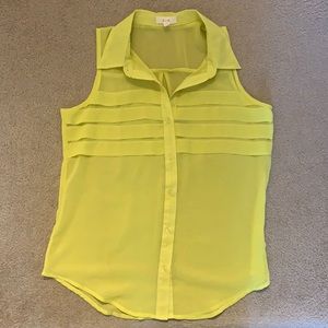 Yellow Button Down Sleeveless Blouse